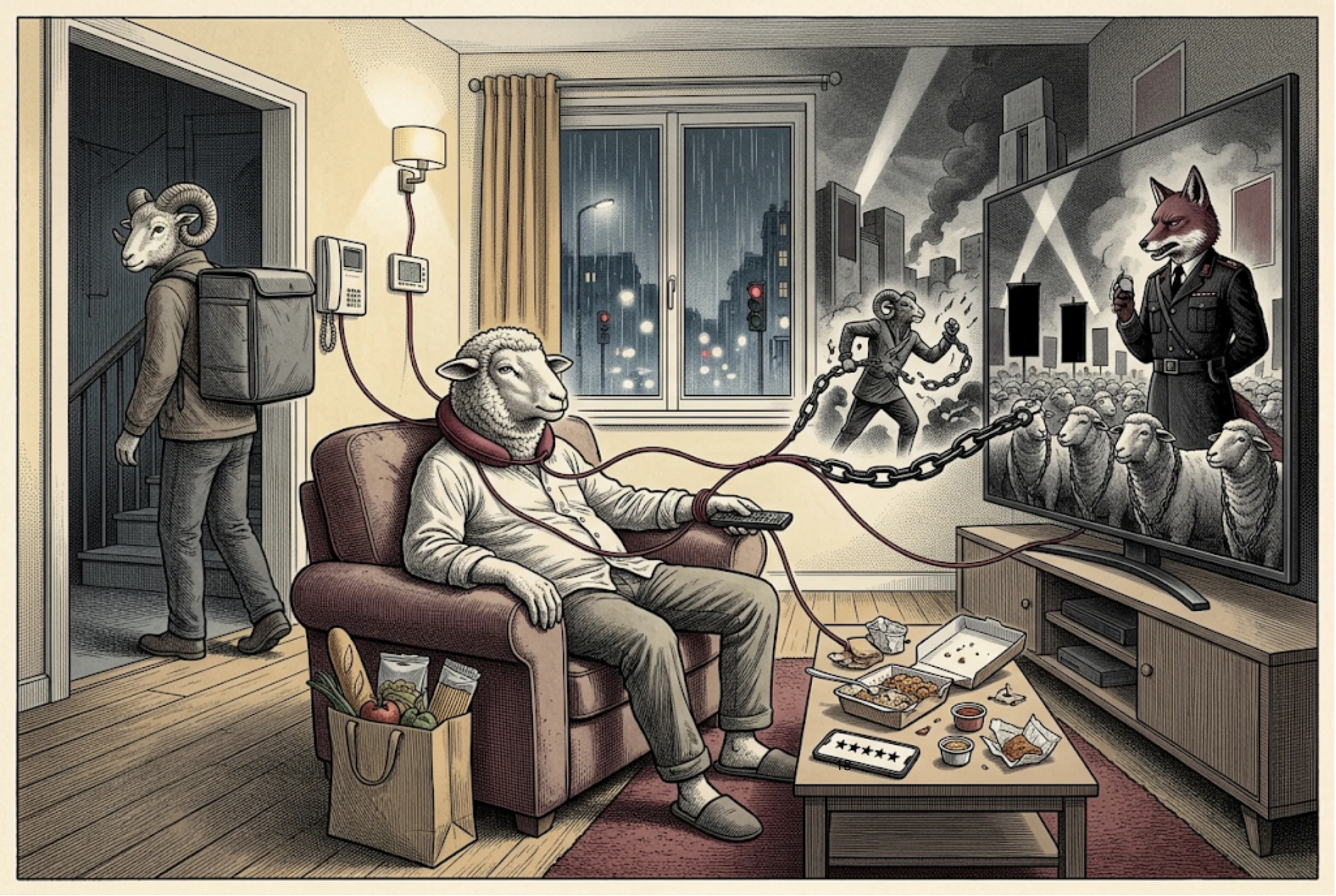Chapitre 17 B, illustration du livre Le Collectif soumis.