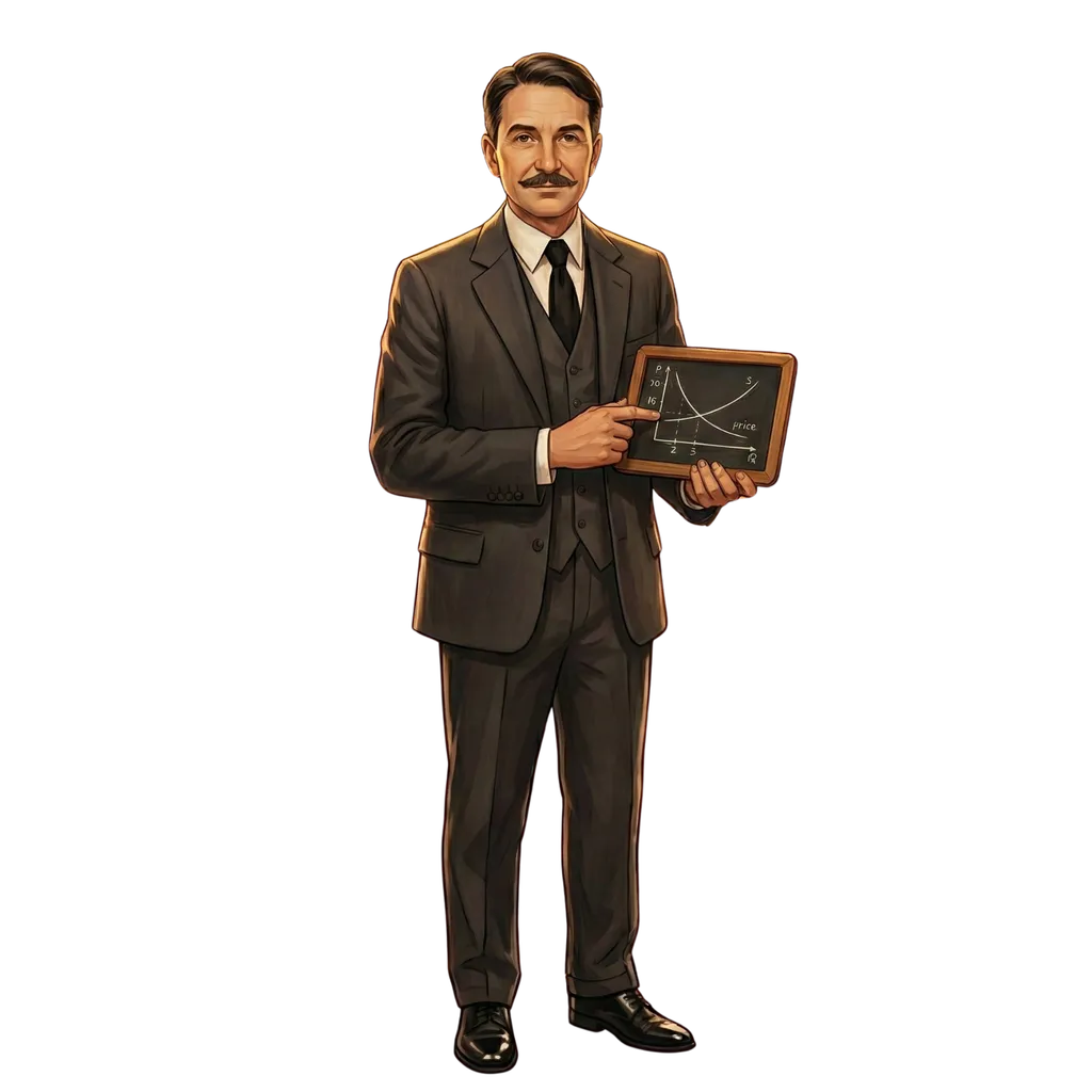 Portrait illustré de Ludwig von Mises